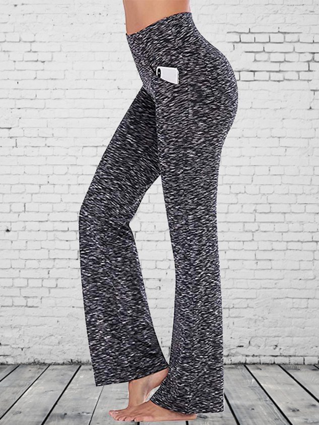 Women Pocketed Flare Knitting Yoga Leggings