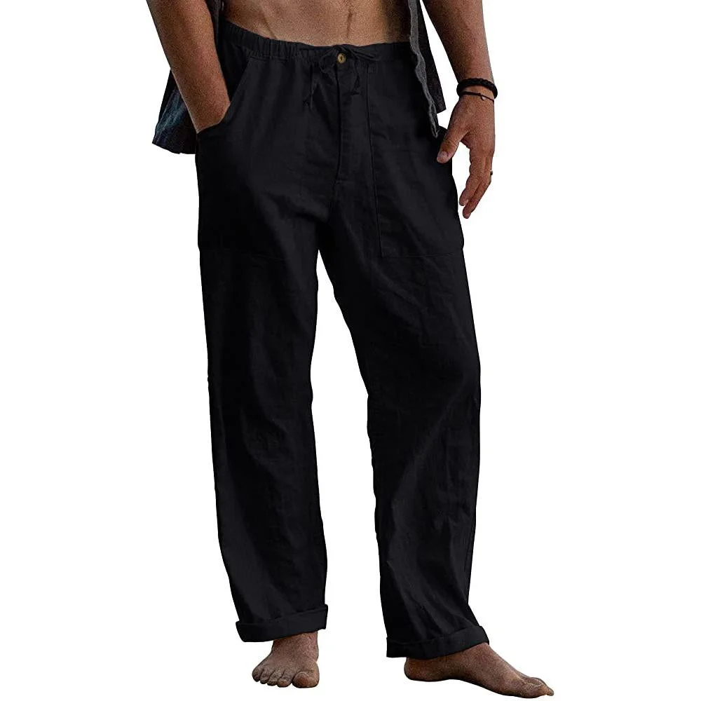 Men's Linen Pants Yoga Beach Loose Casual Slacks