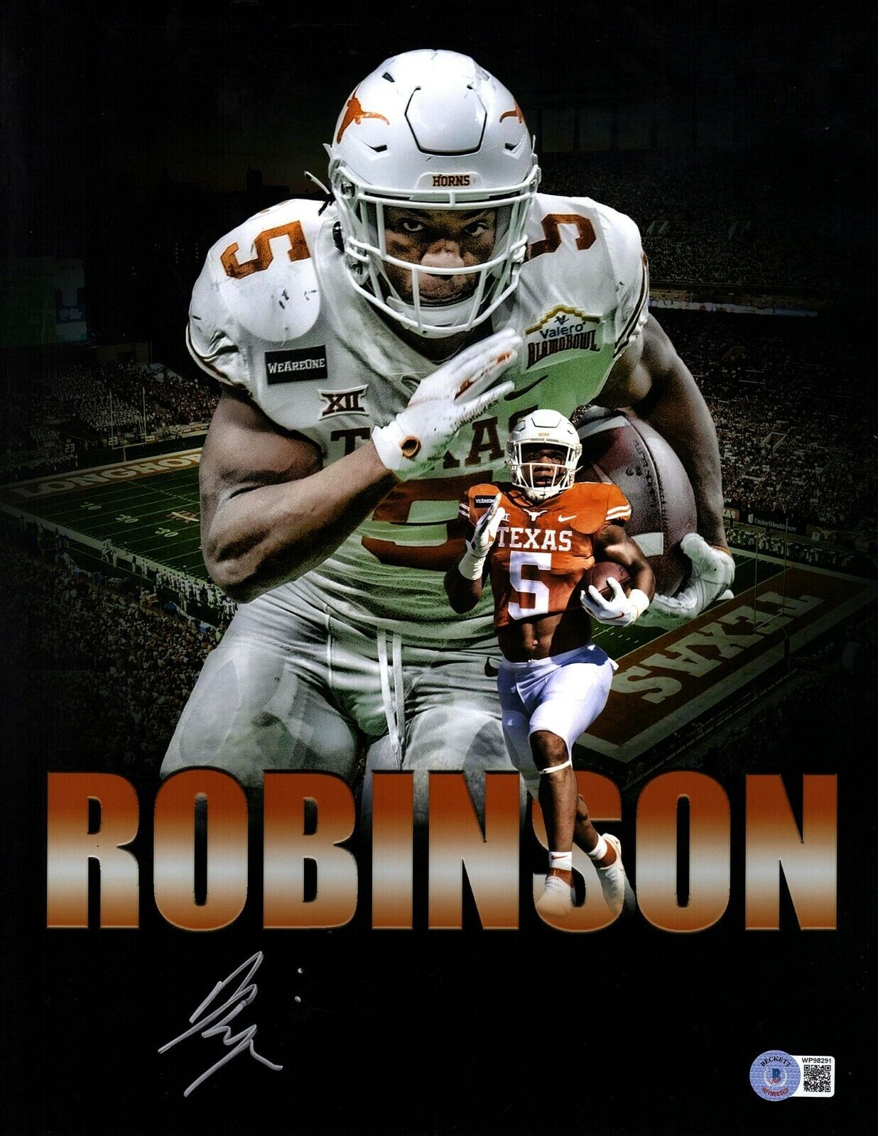 BIJAN ROBINSON Signed Texas Longhorns 11x14 Photo Poster painting Beckett BAS Witness #WP98291