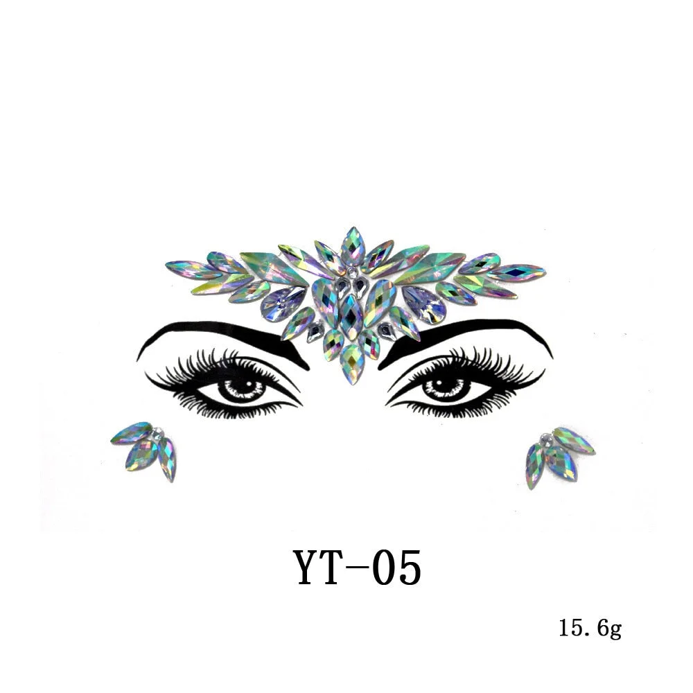 Sexy Style Rhinestone Acrylic Self-adhesive Jewelry Face Creative Tattoo Body Art Jewelry Masquerade Eyes Beauty Makeup Sticker