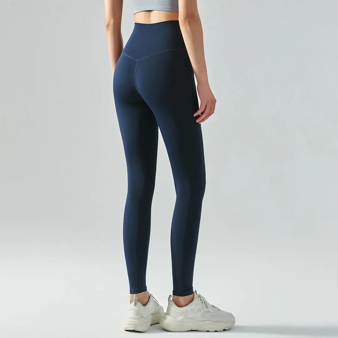 Shop no camel toe slim fit wide waist bubble peach super stretch tummy control non see through nylon gym yoga pants online on Hergymclothing True Navy