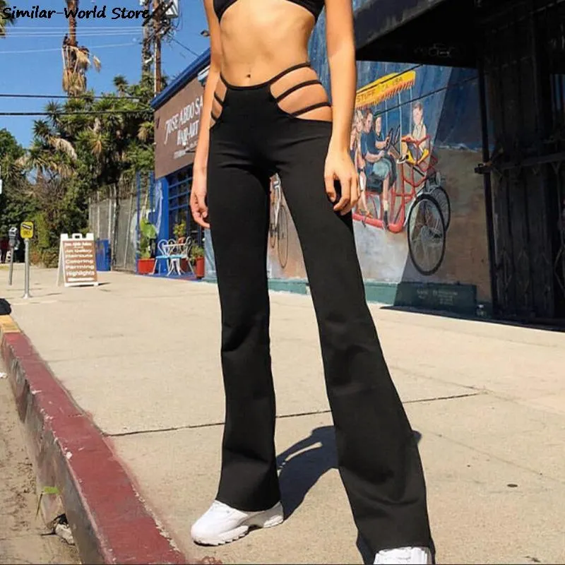Pants Women Fashion Trousers Solid Elasticity Leggings Bell-bottoms Pants High Waisted Cargo Pants Women Pantalon Femme