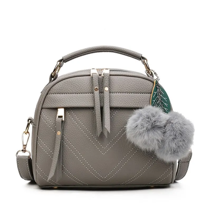 PU Leather Handbag For Women Girl Fashion Tassel Messenger Bags With Ball Bolsa Female Shoulder Bags Ladies Party Crossby Bag
