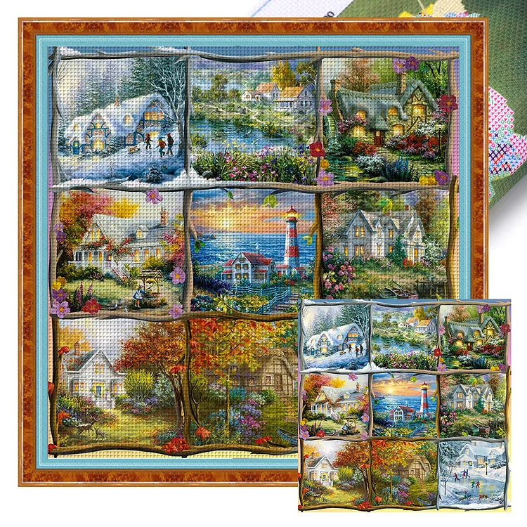 『YiShu』House - 11CT Stamped Eco-Friendly Cotton Thread Cross Stitch(60*60cm)