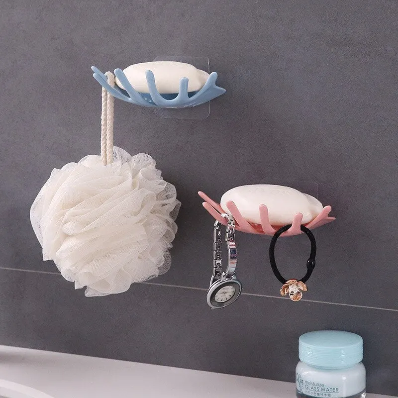 1PC New Crown Bathroom Punch-free Soap Box Bathroom Drain Soap Holder Bathroom Wall Hanging Rack soap holder