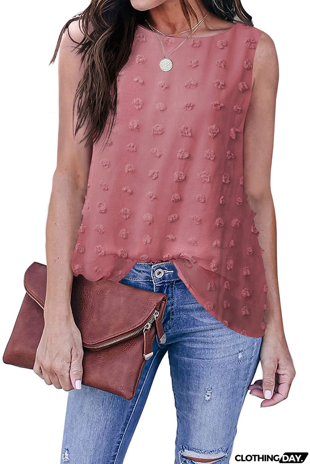 Crew Neck Swiss Dot Tank