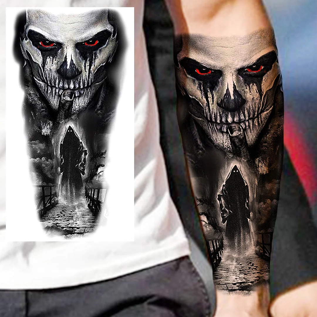 Praying Lion Cross Temporary Tattoos For Men Women Clown Wolf Tiger Flower Compass Fake Tattoo Sticker Forearm Waterproof Tatoos