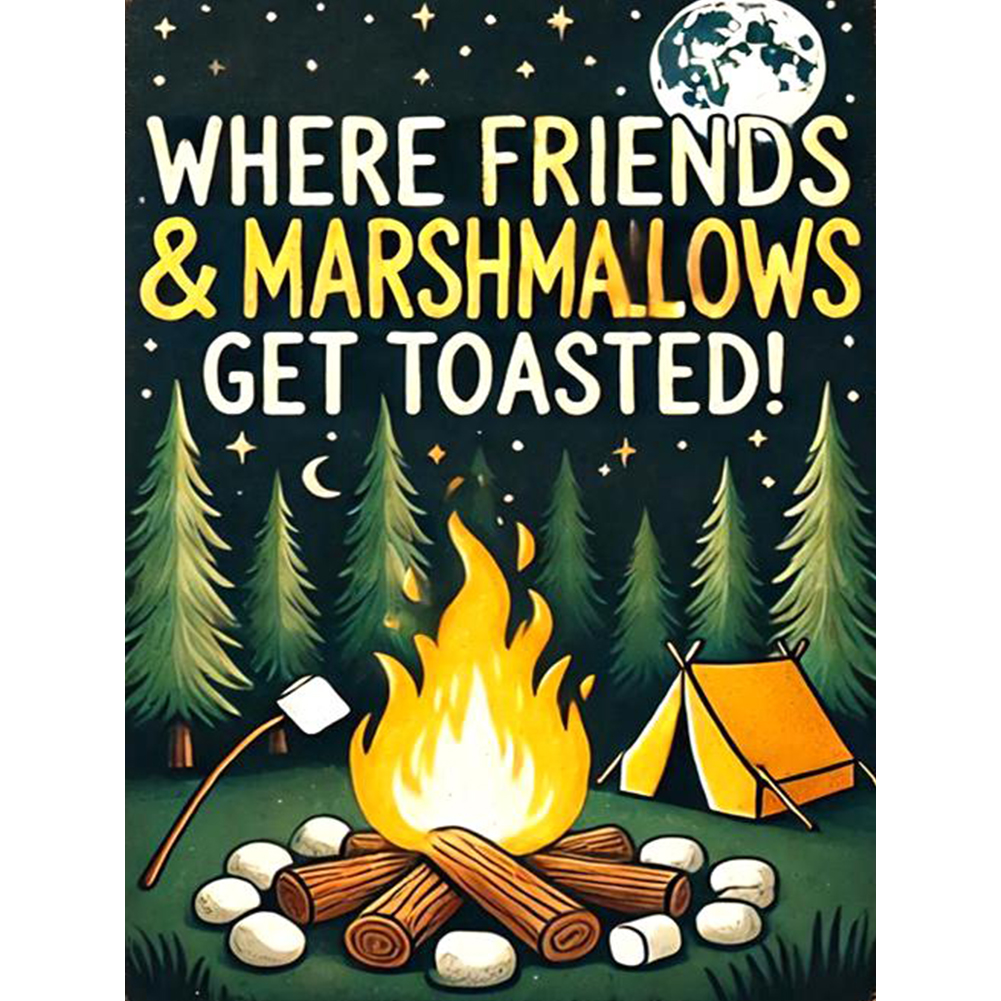 Outdoor Camping Bonfire 30*40cm(canvas) full round drill diamond painting