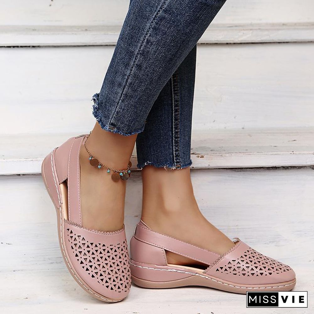 Hollow Pure Color Women Sandals