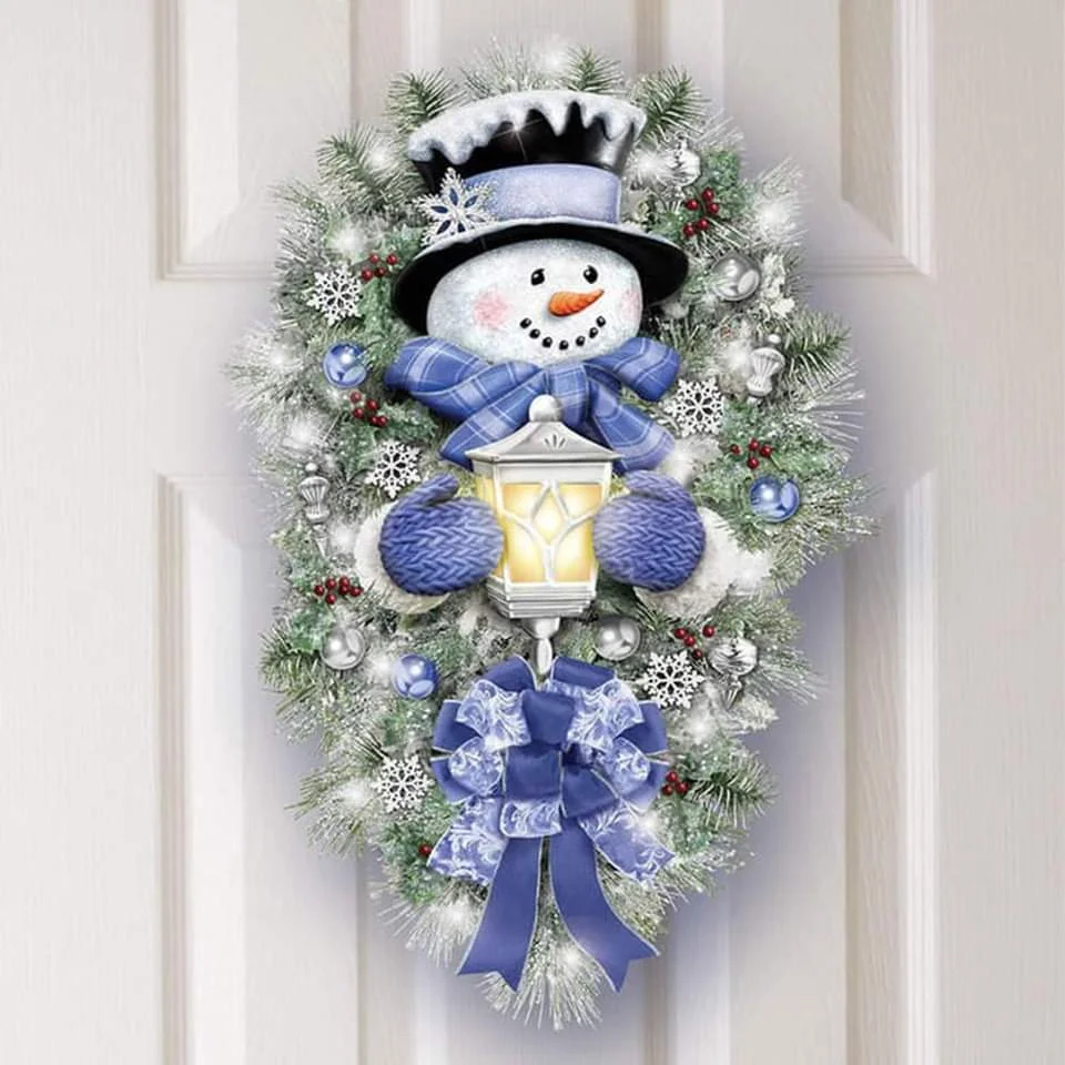 "A Warm Winter Welcome" Snowman Wreath 🌲Self-adhesive Wall Paste、、sdecorshop