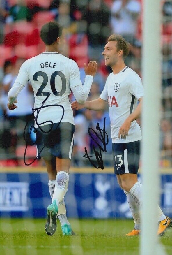 CHRISTIAN ERIKSEN AND DELE ALLI HAND SIGNED 12X8 Photo Poster painting FOOTBALL AUTOGRAPH