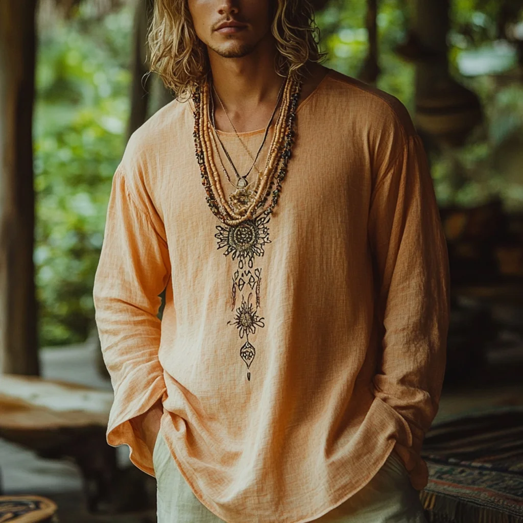 Men's Bohemian Linen Top-inspireuse