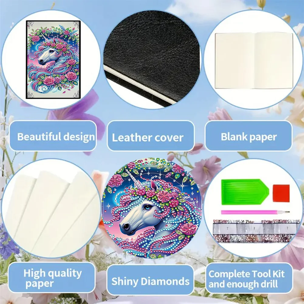 50-Page A5 Horse Diamond Painting Notebook for Adult Holiday Birthday Gift