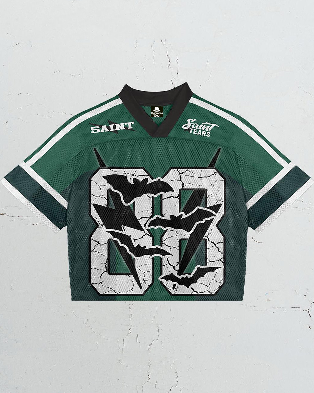 Plus Size Men's Essential Daily Casual Green Digital 88 Trendy Mesh Jersey T-Shirt