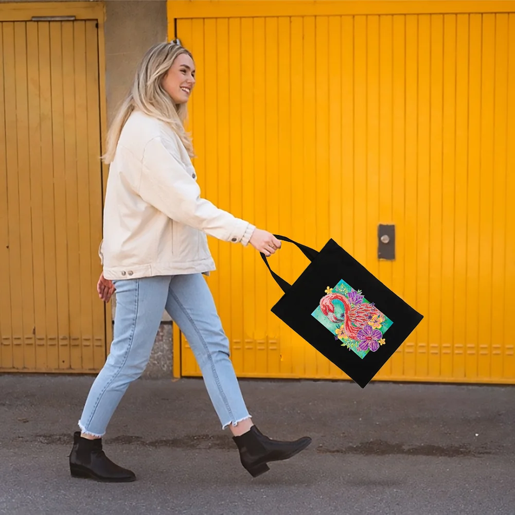 DIY Diamond Painting Eco-Friendly Canvas Bag - Flamingo