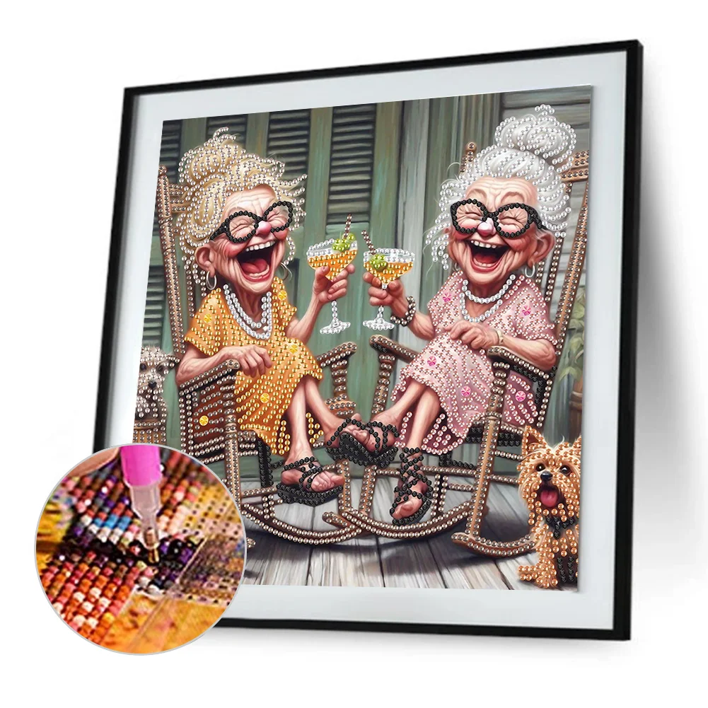 Diamond Painting - Partial Special Shaped Drill - Funny Granny(Canvas|30*30cm)