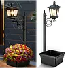 2 In 1 Outdoor Flower Pots Light with Planter Solar Lamp Post Light Freestanding Planters Lamp IP54 Waterproof Decorative Solar Lamp for Terrace Front Pedestrian Hall Decor