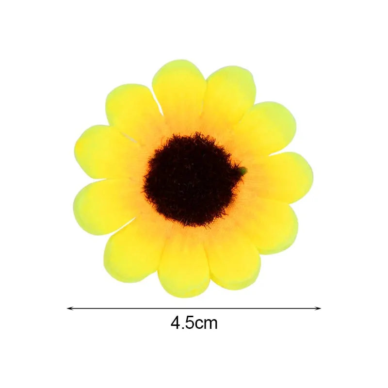 50Pcs 4.5cm Silk Artificial Sunflower Daisy Flower Head Wedding Birthday Party Decor DIY Scrapbooking Wreath Craft Fake Flowers