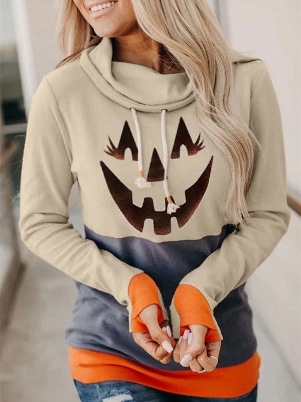 Halloween Print Color Block Sweatshirt