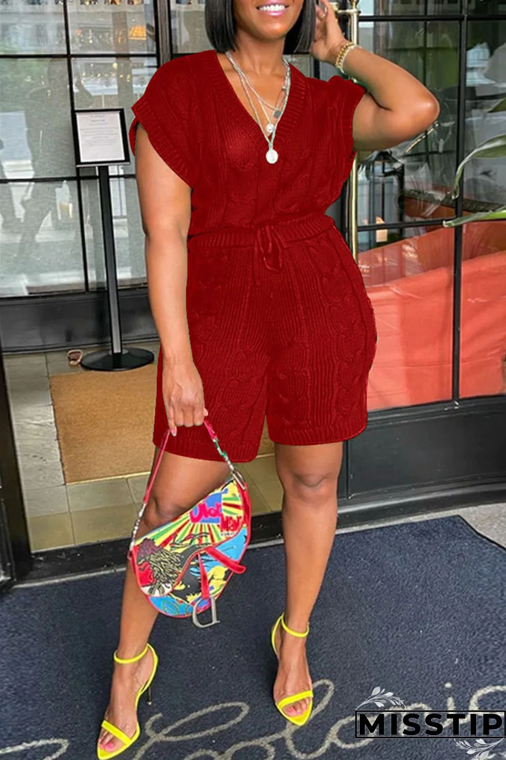 Black Fashion Casual Solid Patchwork V Neck Sleeveless Two Pieces