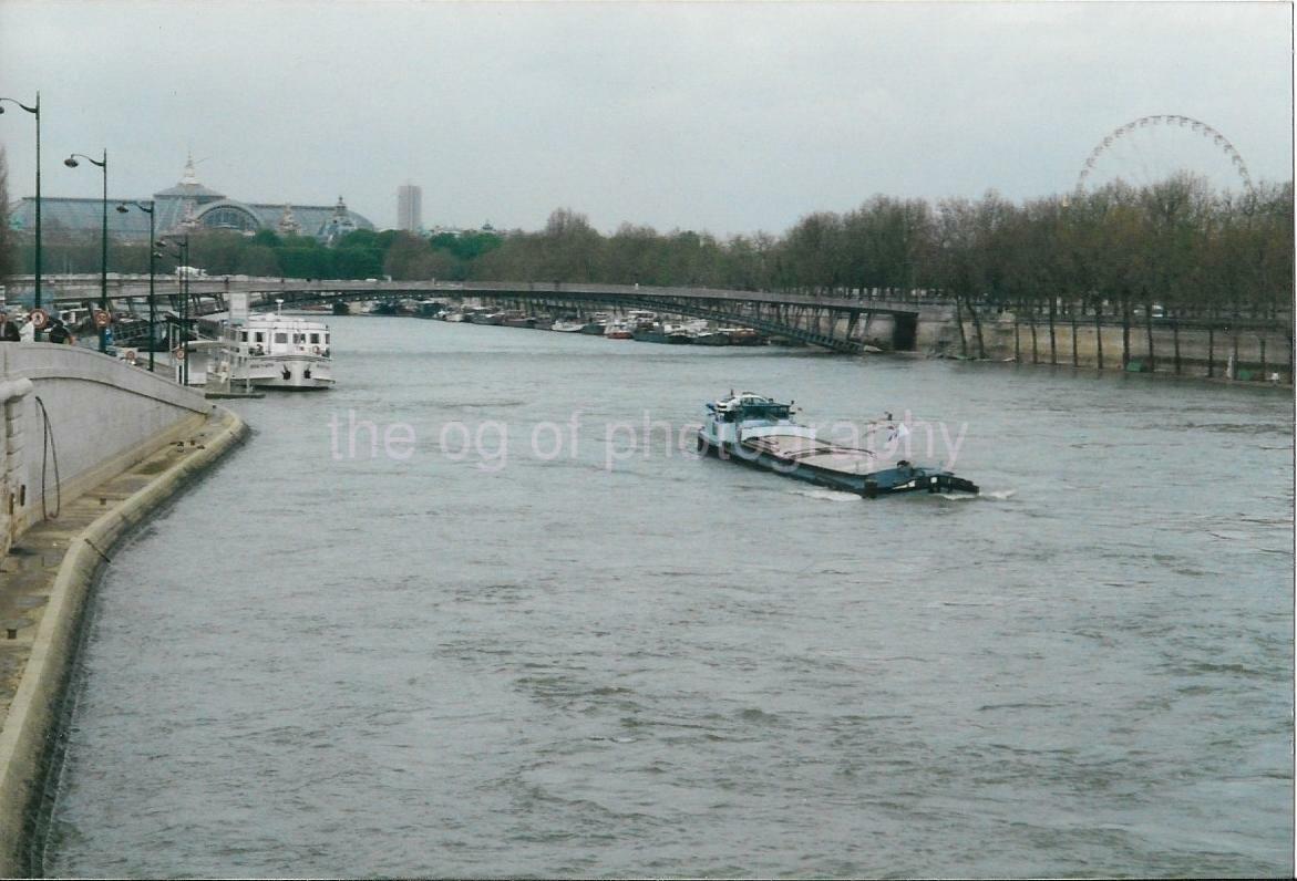 Seine River FOUND Photo Poster painting Color PARIS FRANCE Original Snapshot VINTAGE JD 010 2 A