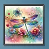 Diamond Painting-DIY Full Round Drill Flowers Dragonfly