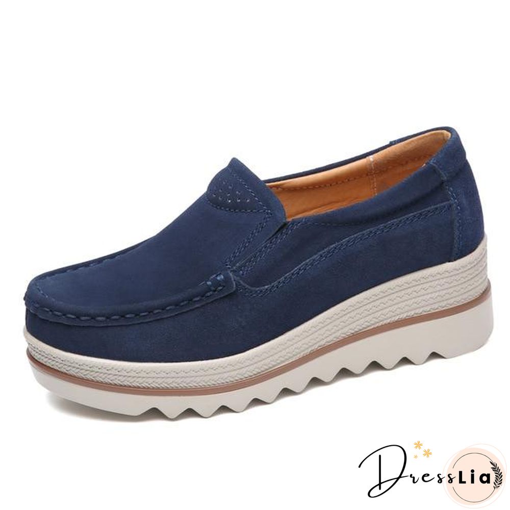 Women Shoes Platform Slip on Flats Loafers Moccasins Hollow Out Casual Shoes