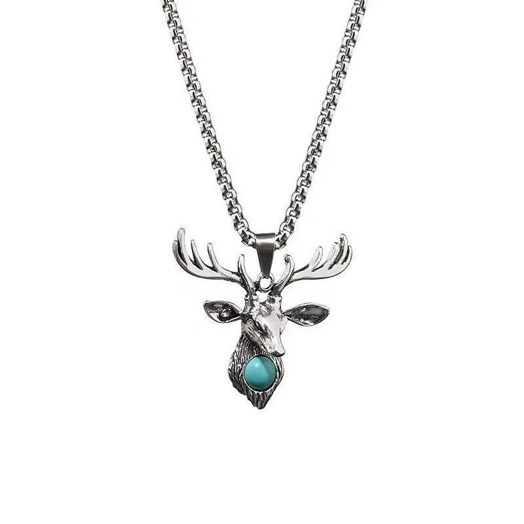 Vintage Christmas Elk Necklace