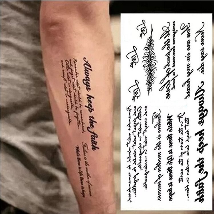 Black Words Temporary Tattoo Sticker Letter Art Waterproof Tattoo Paste Removable Tatoo Body Arm