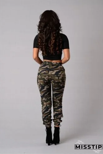 Fashion Camouflage Stylish Skinny Army Green Pants