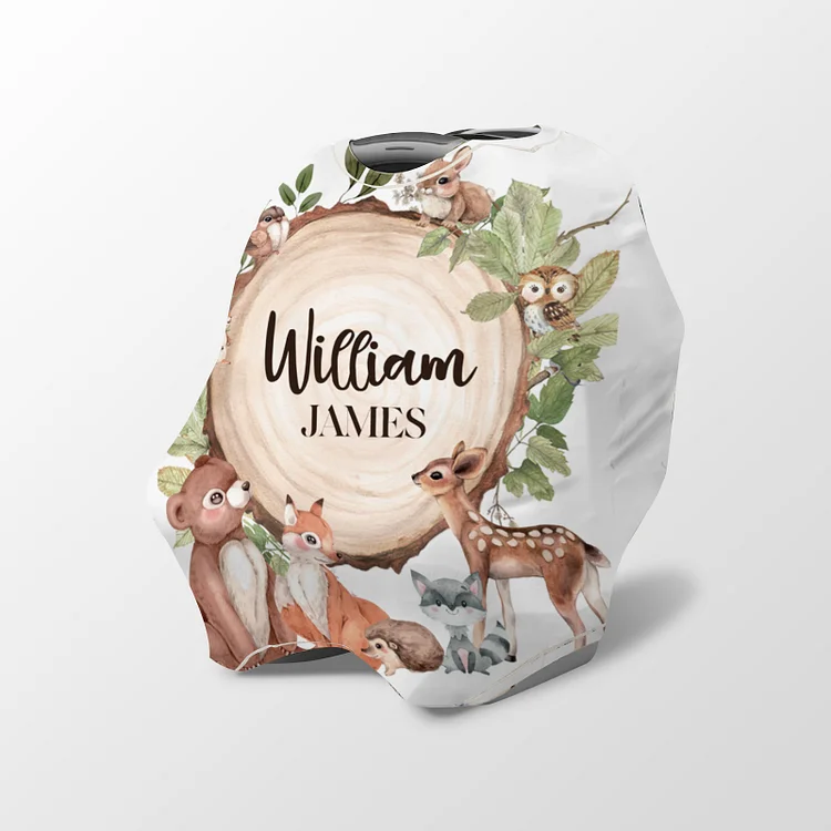 Personalized Tree Ring Zoo Baby Car Seat Canopy| Canopyl224