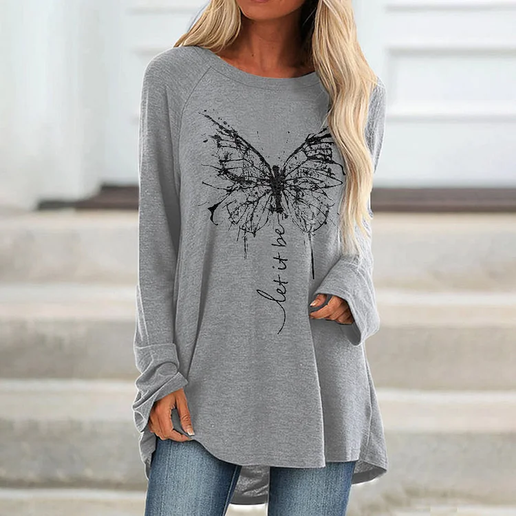 Let It Be Printed Butterfly Loose Women's T-shirt socialshop