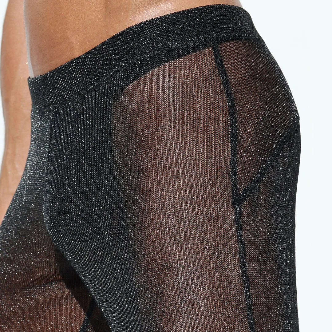 Men's Slightly See-through, Shimmering, Vertical Striped Loose-fitting Trousers-inspireuse