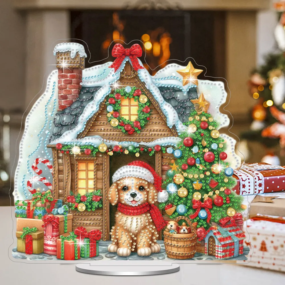 DIY Christmas Dog House Acrylic Special Shaped Diamond Painting Desktop Decorations