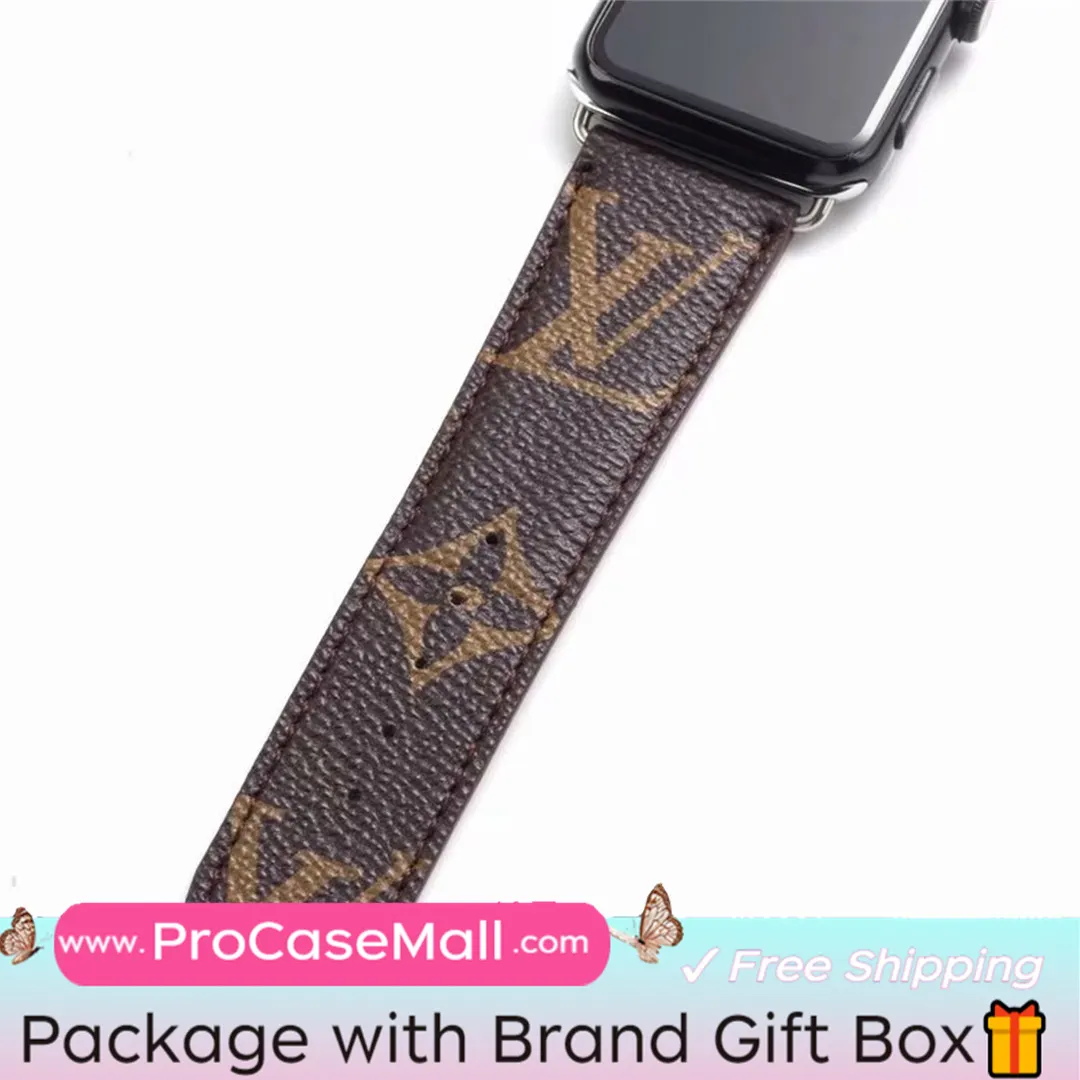 Classic LV Monogram Leather Checkerboard Canvas Apple Watch Strap