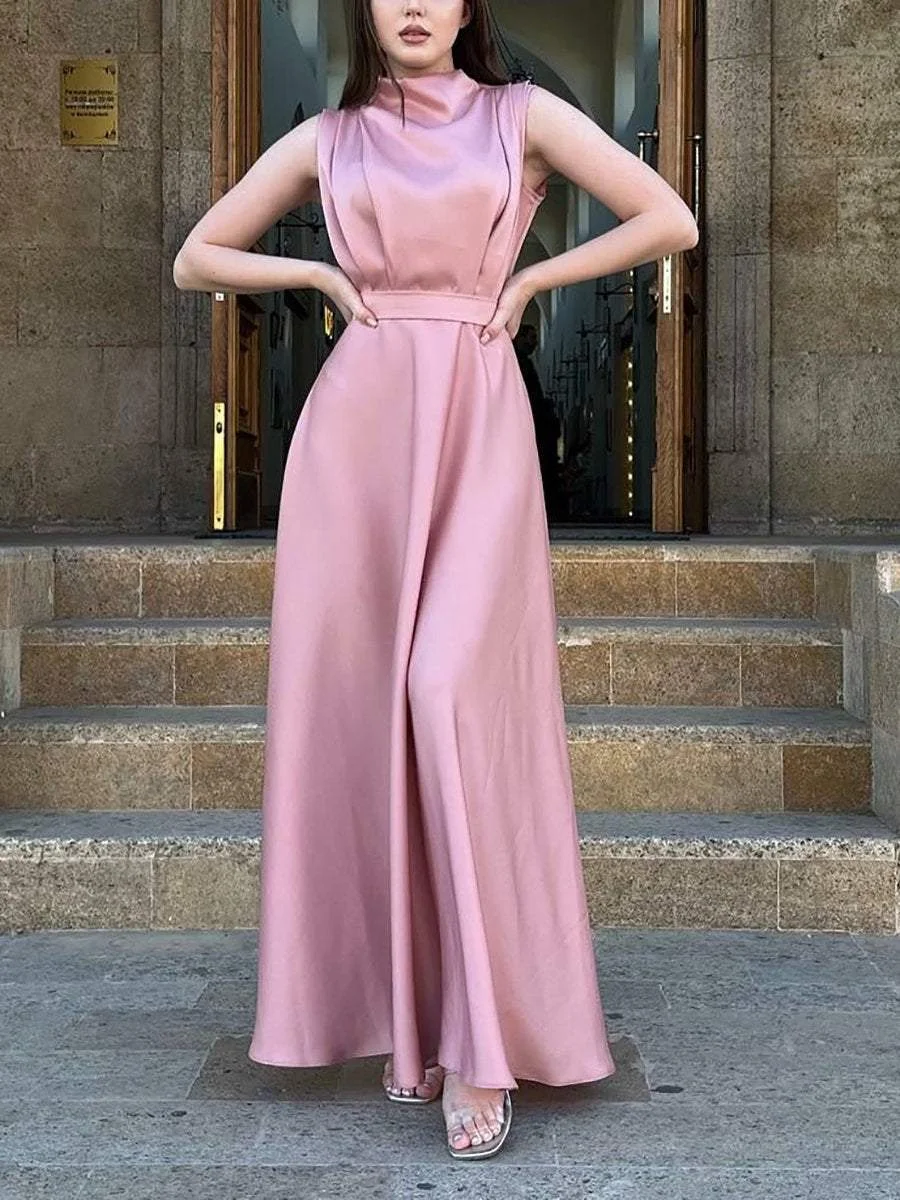 Elegant Sleeveless High Waist A-Line Dress