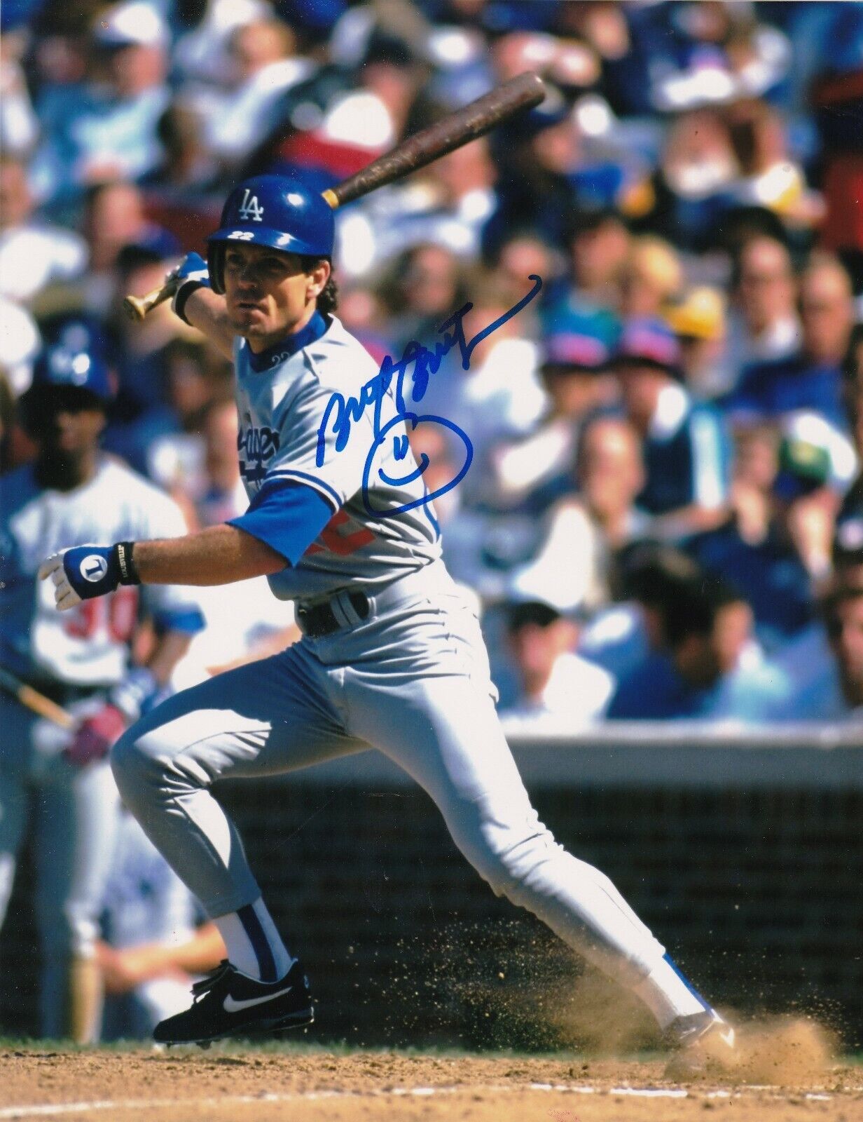 BRETT BUTLER LOS ANGELES DODGERS ACTION SIGNED 8x10