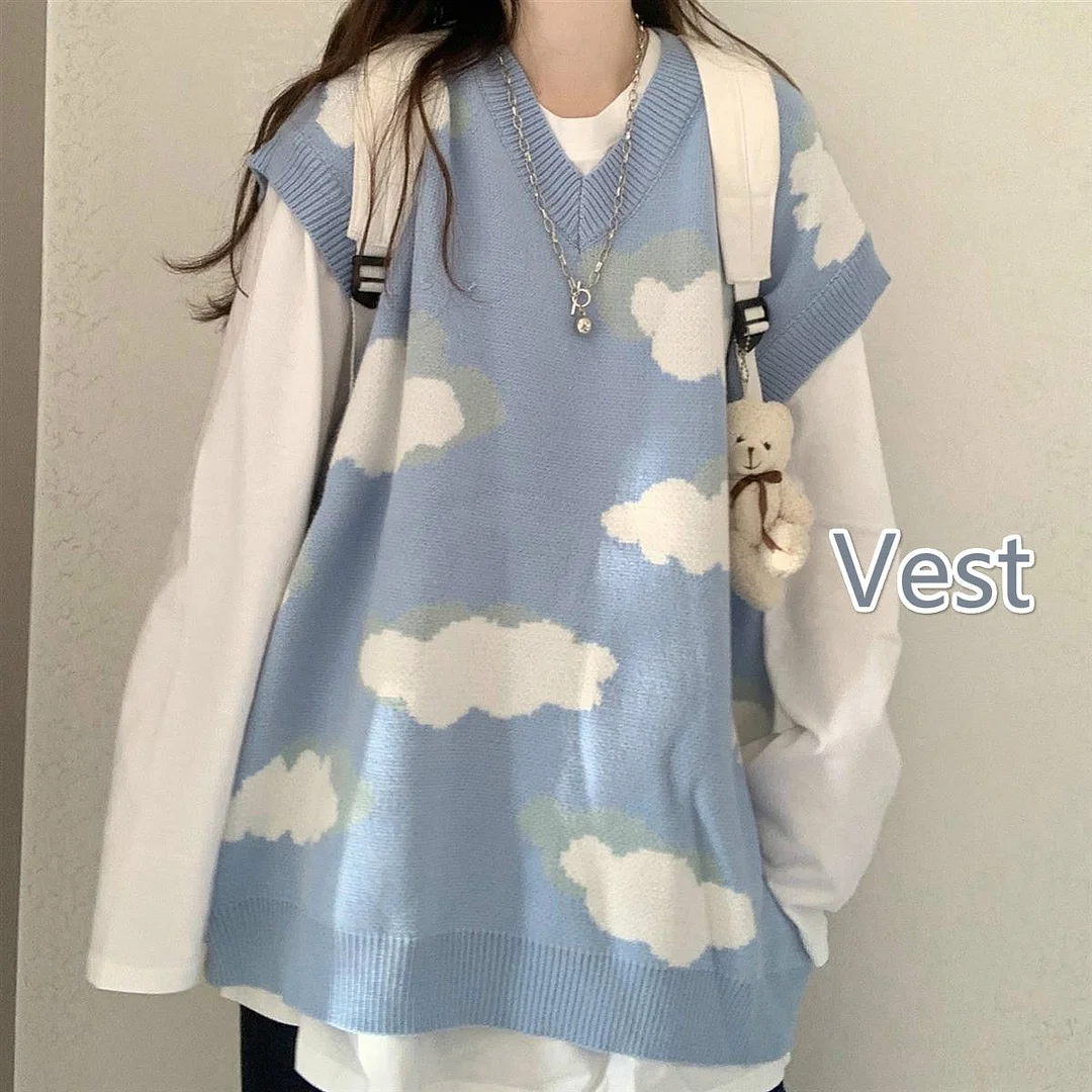 Sweaters Women Harajuku Lovely Chic Preppy Simple Soft Loose Autumn Spring Teens Knitwear Casual Fashion Korean Girls Pullover