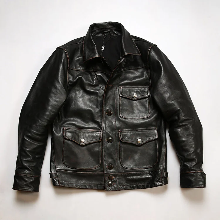 Replica RRL Three-Pocket Horsehide Jacket for Men