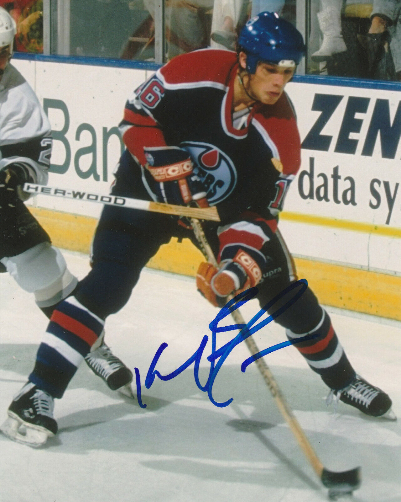 VINTAGE KELLY BUCHBERGER SIGNED EDMONTON OILERS 8x10 Photo Poster painting #1 Autograph