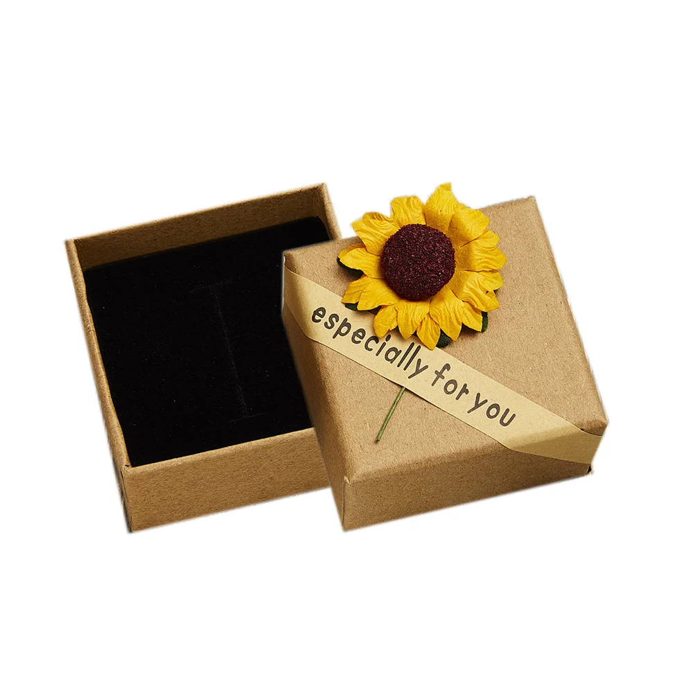 Sonnenblume Halskette Ohrringe Ring Geschenkbox Kettenmachen