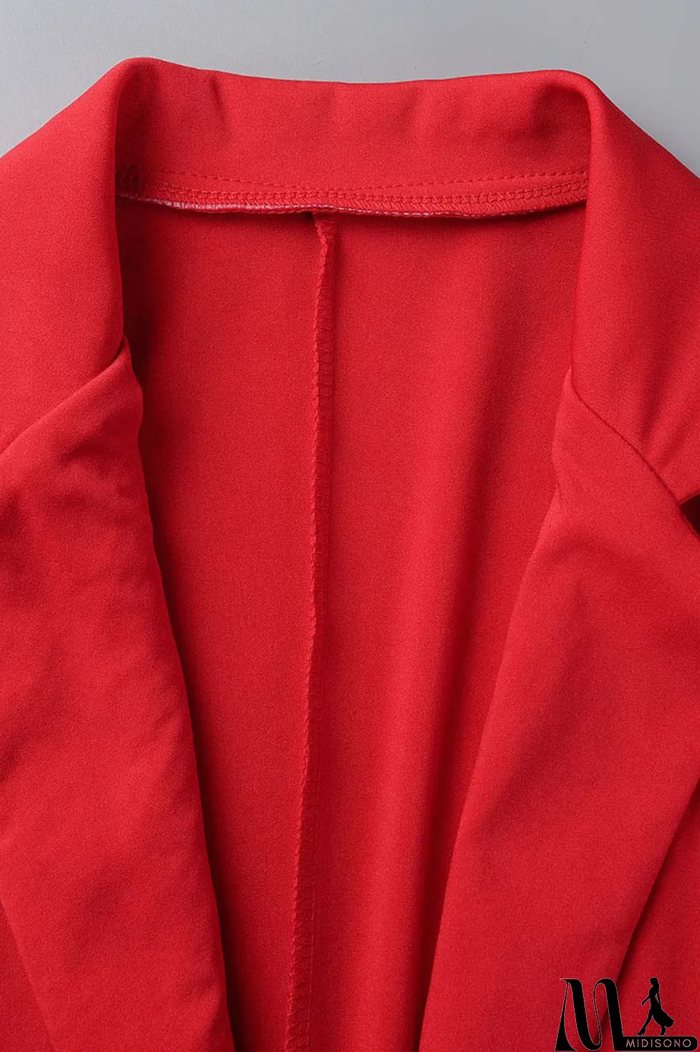 MidiSono - Red Street Print Hollowed Out Patchwork Buttons Turn-back Collar Short Sleeve Two Pieces