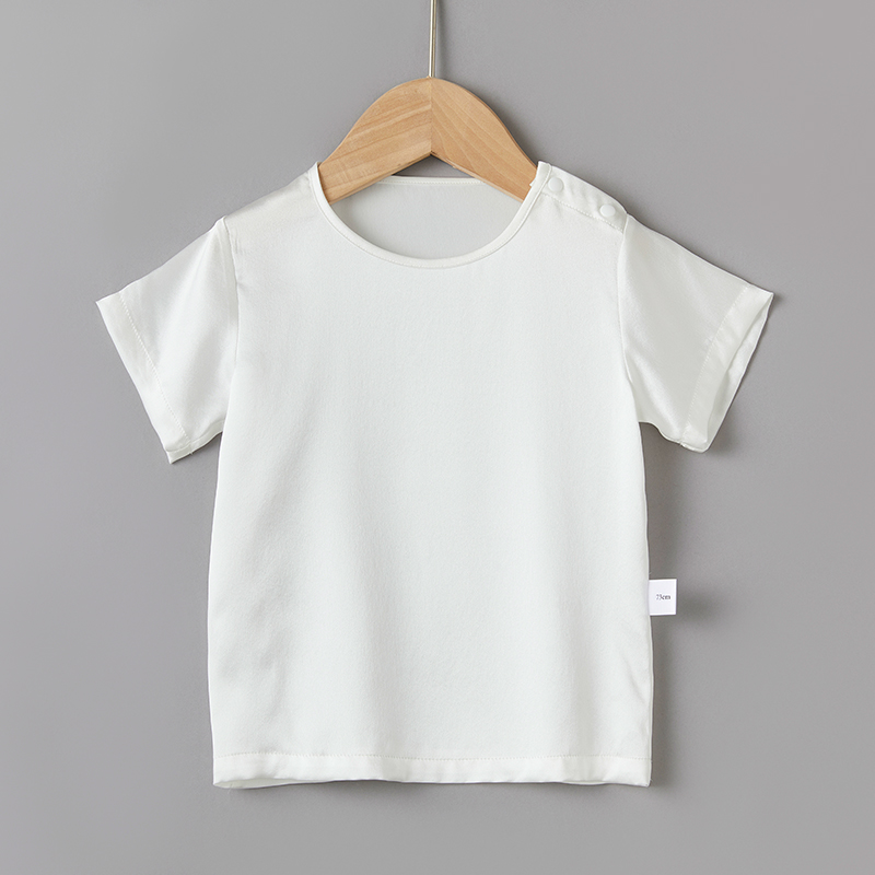 Baby Silk Top Short Sleeve White Silk t-shirt