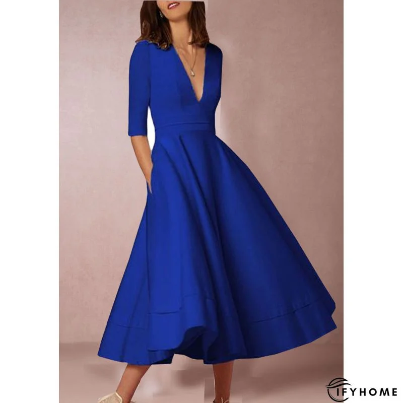 Cross Neck Elegant Regular Fit Midi Dress | IFYHOME