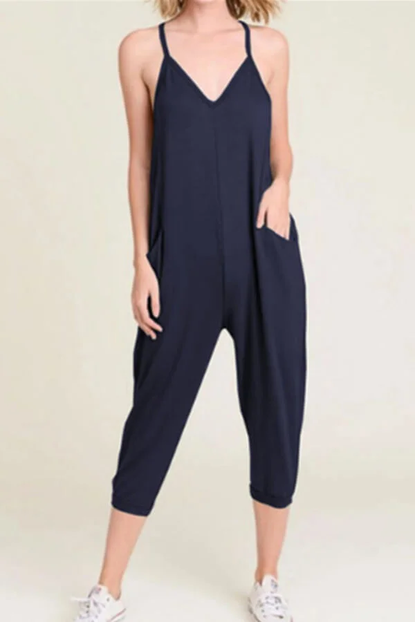 Fashion Sexy Solid Color Sling Jumpsuit