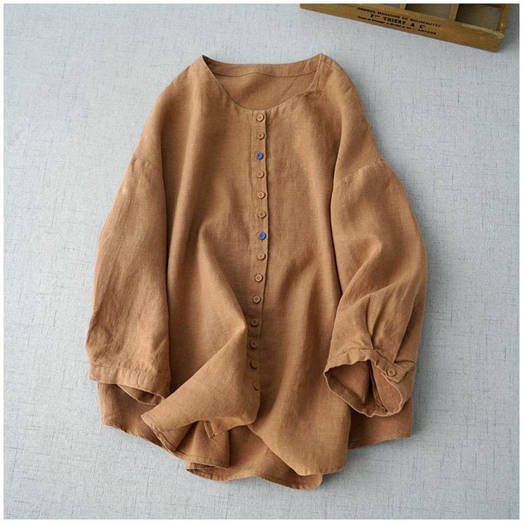 Japanese style loose cropped sleeve shirt-Kimonchic:luchamp