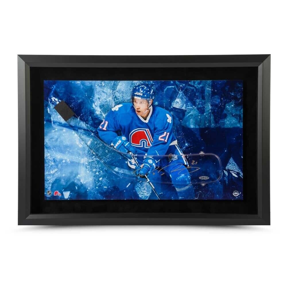 Peter Forsberg Autographed 17X25 Photo Poster painting Framed Acrylic Stick Blade Nordiques UDA