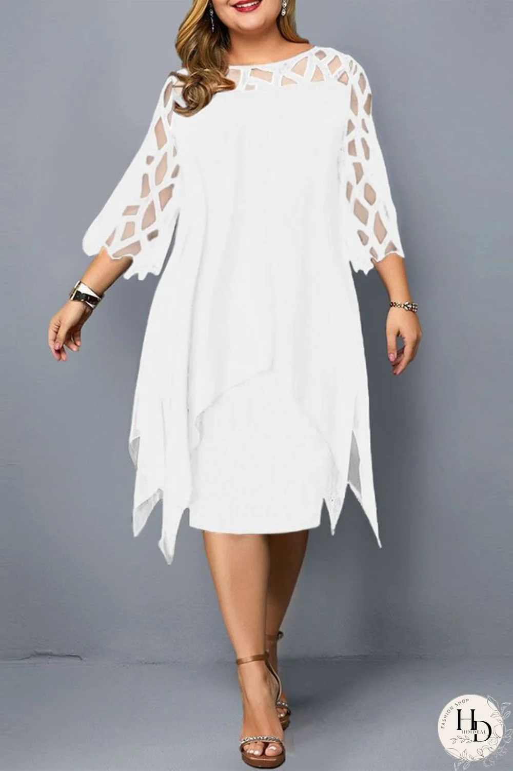 Black Casual Solid Patchwork O Neck One Step Skirt Plus Size Dresses