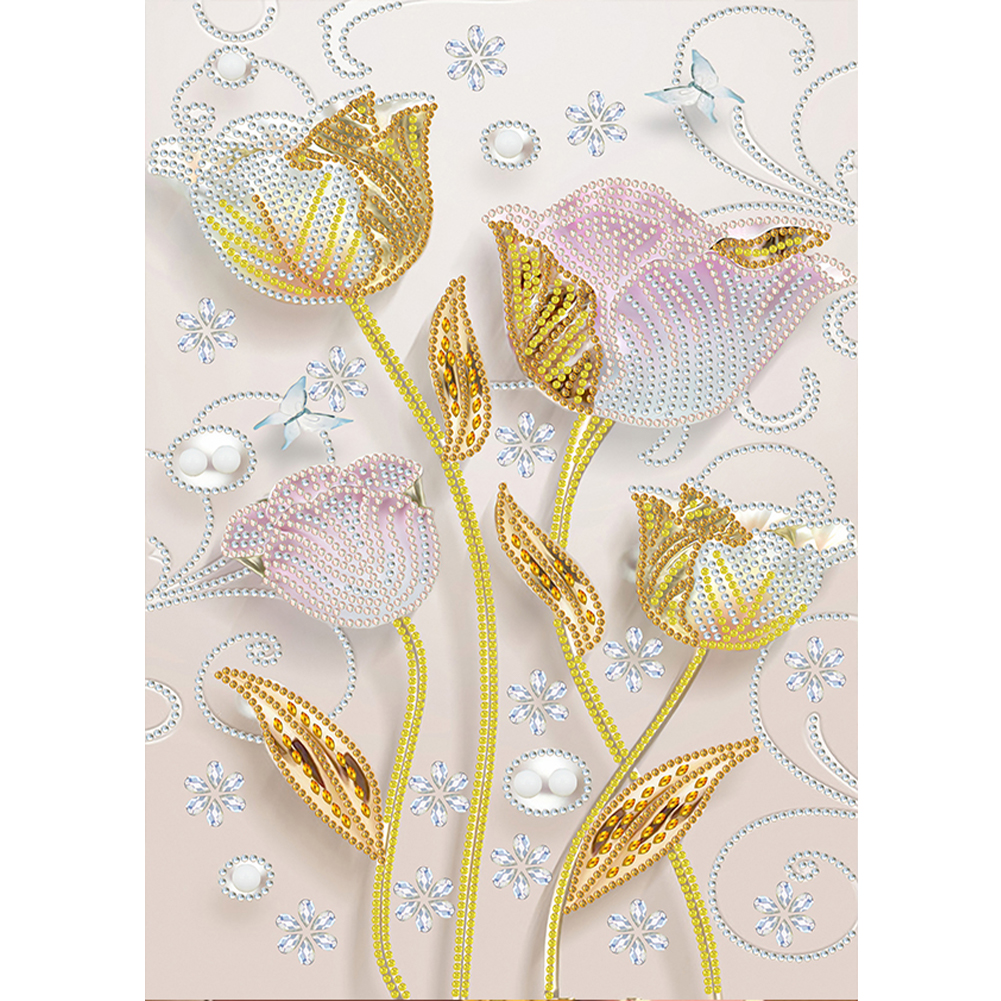 Beautiful Texture Flowers 30*40cm(canvas) special shaped drill diamond painting