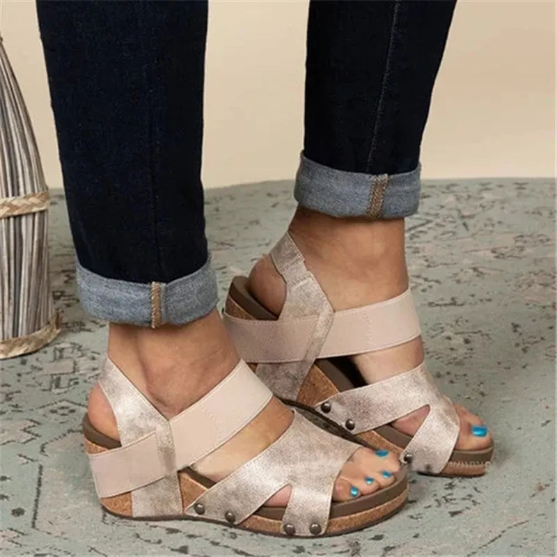 Women Comfy Slip-on Wedge Sandal